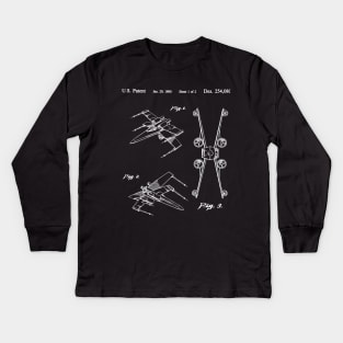 X-Wing Fighter Patent Design - white Kids Long Sleeve T-Shirt